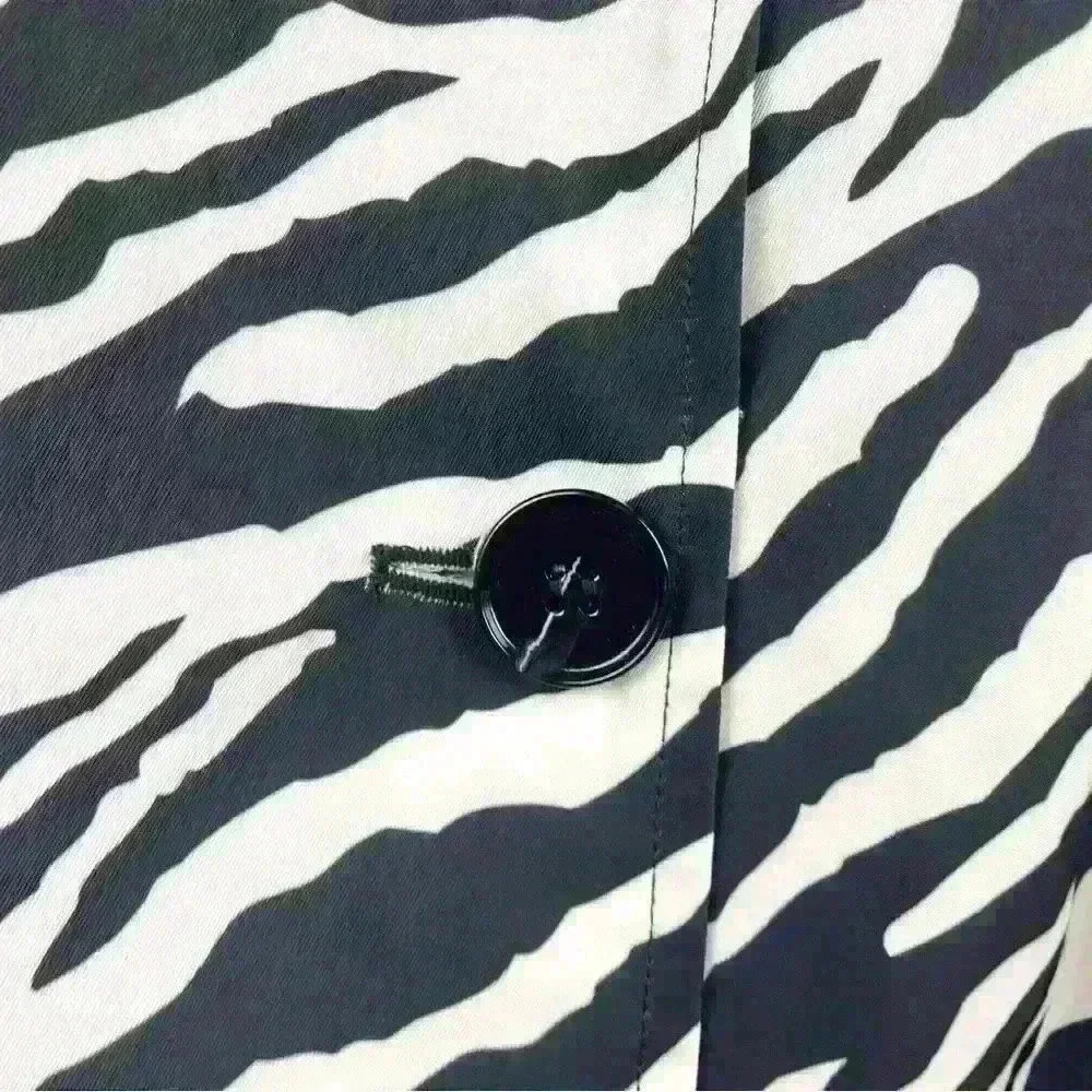 Sao Paulo Zebra Print  Size 12 Trench Coat - Boho Chic Animal Print Sexy Belted - Picture 12 of 16